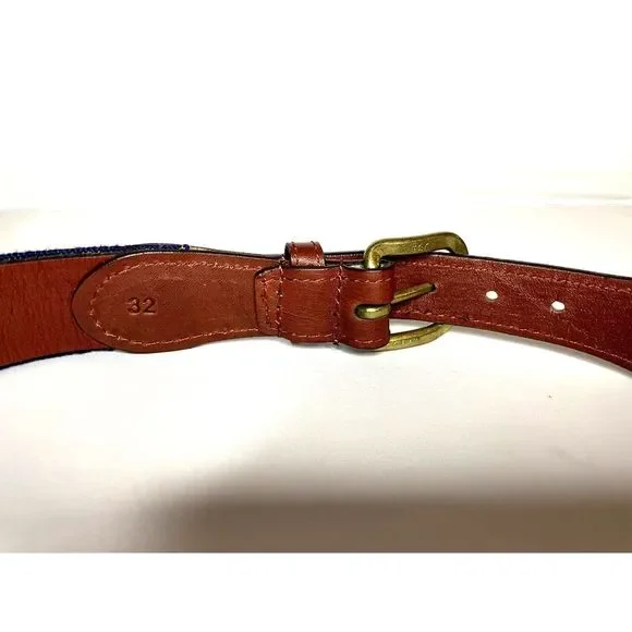 Nautical Anchor Pattern Belt in Brown and Blue - Picture 6 of 6